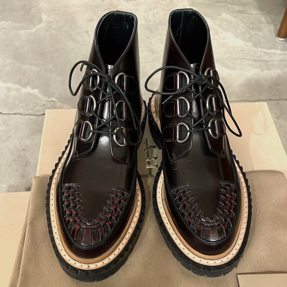 Burberry Burgundy Leather Ankle Boots